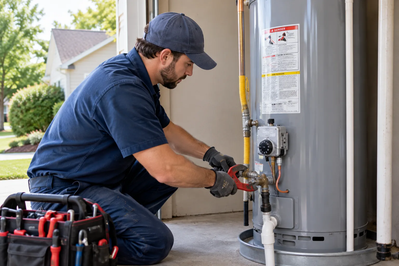 Emergency sewer and plumbing repair technician on a service call in Murfreesboro, TN